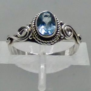 Blue Topaz & Sterling Silver Ring Size 7